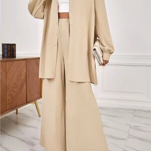 Elegant Tan Women's Wide-Leg Pants oversized set size XS
